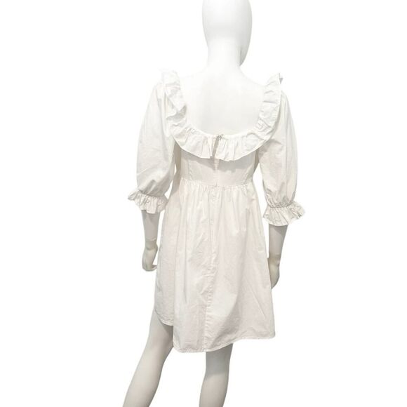Moodie Women White Ruffle Sleeve Babydoll Dress Size M - Picture 3 of 6